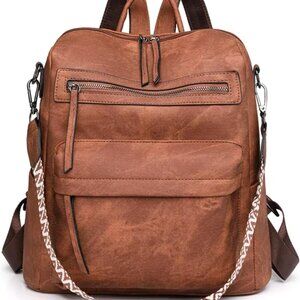 Women Backpack Purse PU Leather Waterproof Multiple Pockets Adjustable Straps